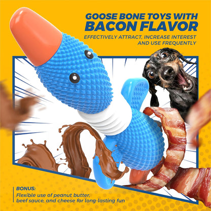 Upgraded Nylon Goose Dog Toys for Aggressive Chewers,Tough Dog Toys for Large Dogs Medium Breed,Durable Dog Chew Toys for Teething,Heavy Duty Bone Indestructible Dog Toys