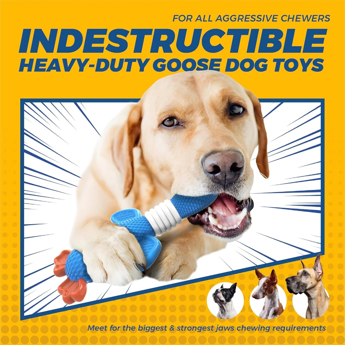 Upgraded Nylon Goose Dog Toys for Aggressive Chewers,Tough Dog Toys for Large Dogs Medium Breed,Durable Dog Chew Toys for Teething,Heavy Duty Bone Indestructible Dog Toys