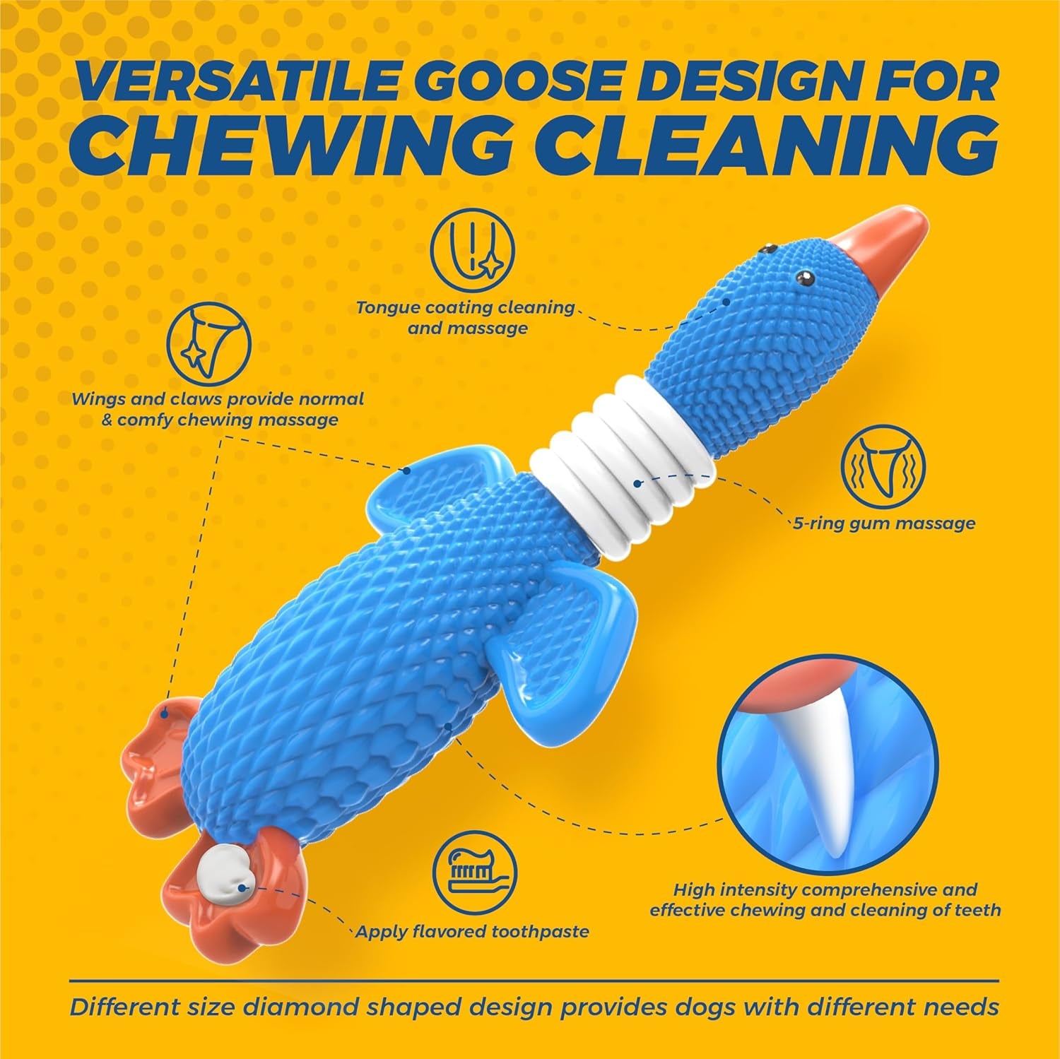 Upgraded Nylon Goose Dog Toys for Aggressive Chewers,Tough Dog Toys for Large Dogs Medium Breed,Durable Dog Chew Toys for Teething,Heavy Duty Bone Indestructible Dog Toys